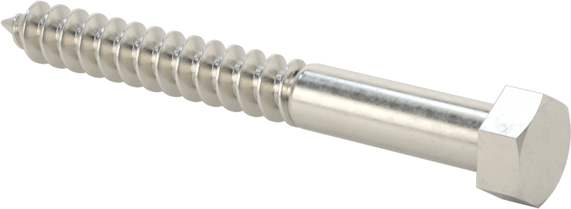 18-8 Paslanmaz Çelik Altıgen Başlı Ahşap Vida, 3/8" Vida Boyutu, 3-1/2" Uzunluk