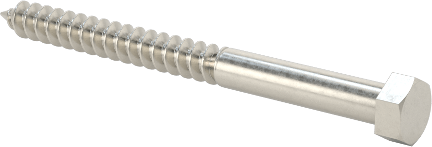 18-8 Paslanmaz Çelik Altıgen Başlı Ahşap Vida, 3/8" Vida Boyutu, 4-1/2" Uzunluk