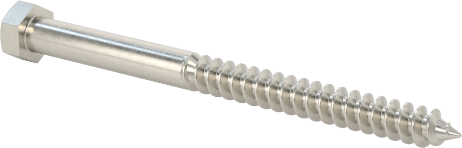 18-8 Paslanmaz Çelik Altıgen Başlı Ahşap Vida, 3/8" Vida Boyutu, 5 inç Uzunluk