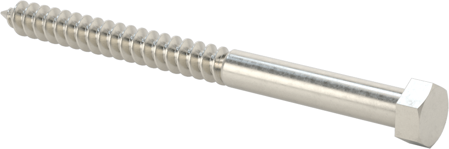 18-8 Paslanmaz Çelik Altıgen Başlı Ahşap Vida, 3/8" Vida Boyutu, 5 inç Uzunluk