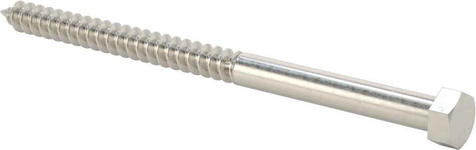 18-8 Paslanmaz Çelik Altıgen Başlı Ahşap Vida, 3/8" Vida Boyutu, 6 inç Uzunluk