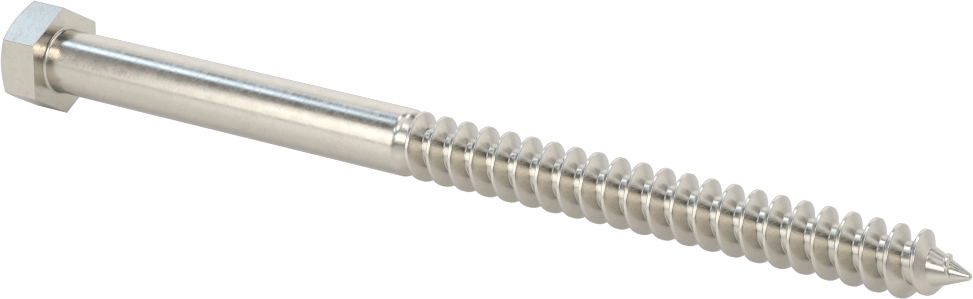 18-8 Paslanmaz Çelik Altıgen Başlı Ahşap Vida, 3/8" Vida Boyutu, 6 inç Uzunluk