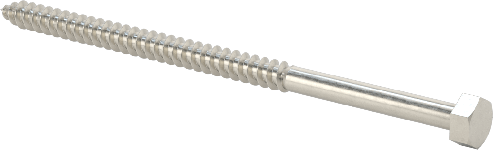 18-8 Paslanmaz Çelik Altıgen Başlı Ahşap Vida, 3/8" Vida Boyutu, 7" Uzunluk