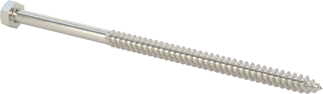 18-8 Paslanmaz Çelik Altıgen Başlı Ahşap Vida, 3/8" Vida Boyutu, 8" Uzunluk