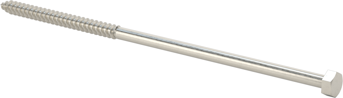 18-8 Paslanmaz Çelik Altıgen Başlı Ahşap Vida, 3/8" Vida Boyutu, 10" Uzunluk