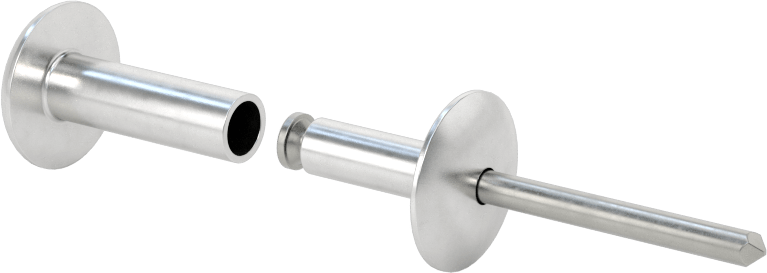 Her İki Tarafı Kubbeli Kör Perçinler, Alüminyum, 1/4" Çap, 0,875“- 1,125” Malzeme Kalınlığı için