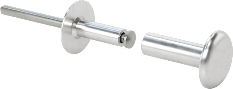 Her İki Tarafı Kubbeli Kör Perçinler, Alüminyum, 1/4" Çap, 0,875“- 1,125” Malzeme Kalınlığı için