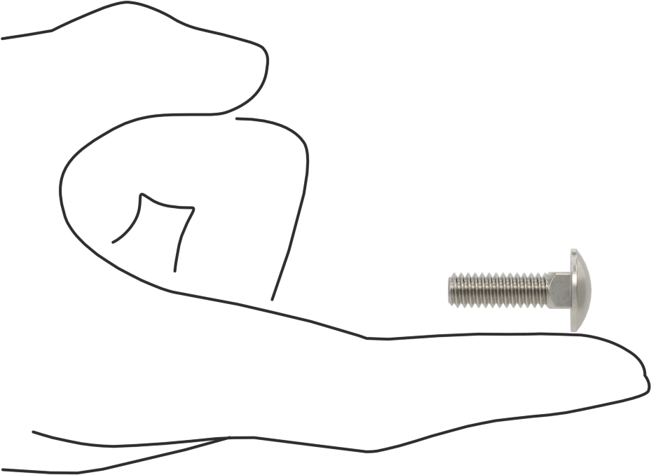 18-8 Paslanmaz Çelik Kare Boyunlu Taşıma Cıvatası, 1/4"-20 Diş Boyutu, 7/8" Uzunluk