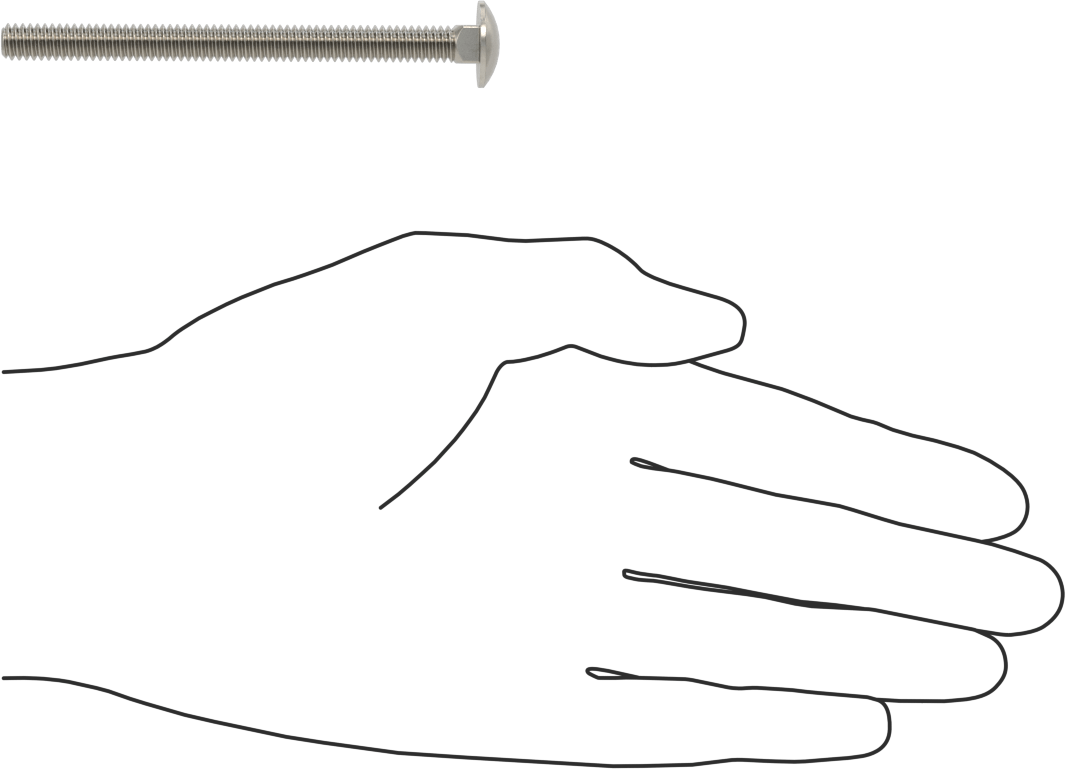 18-8 Paslanmaz Çelik Kare Boyunlu Taşıma Cıvatası, 1/4"-20 Diş Boyutu, 3-1/4" Uzunluk