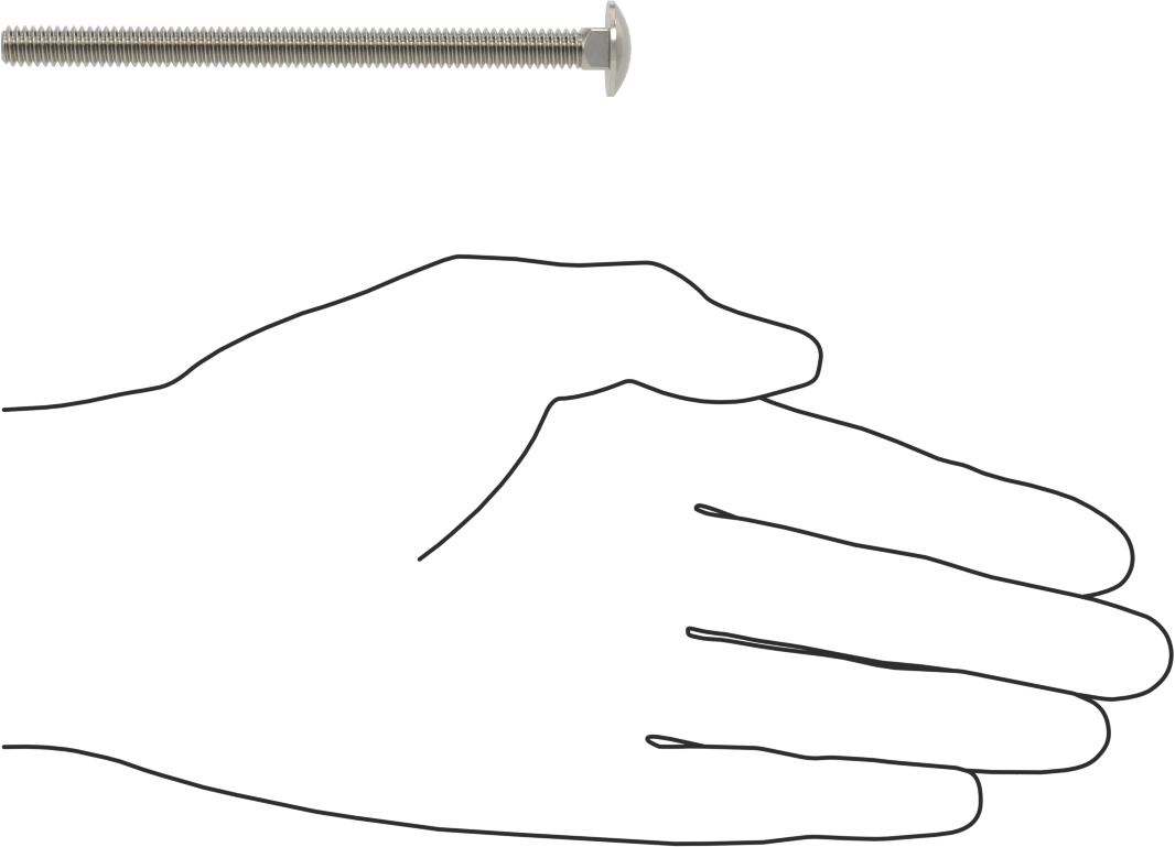 18-8 Paslanmaz Çelik Kare Boyunlu Taşıma Cıvatası, 1/4"-20 Diş Boyutu, 3-3/4" Uzunluk