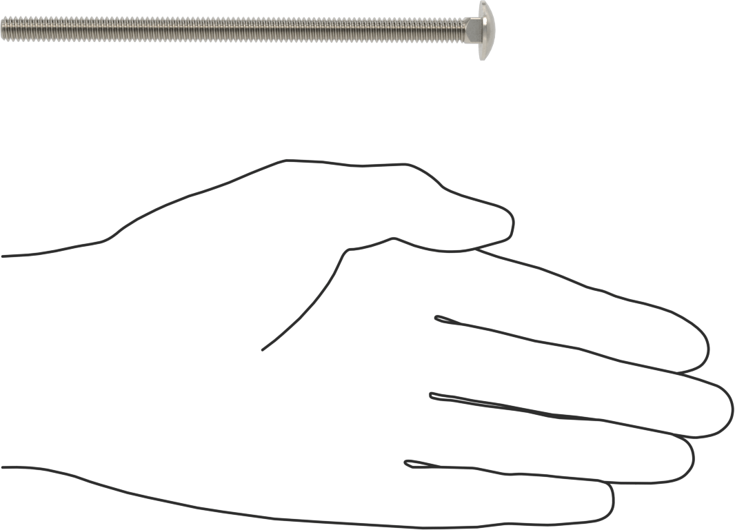 18-8 Paslanmaz Çelik Kare Boyunlu Taşıma Cıvatası, 1/4"-20 Diş Boyutu, 4-3/4" Uzunluk