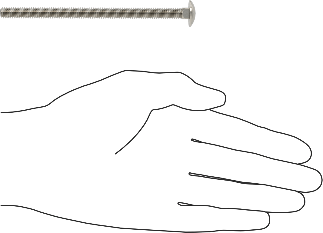 18-8 Paslanmaz Çelik Kare Boyunlu Taşıma Cıvatası, 1/4"-20 Diş Boyutu, 4-1/4" Uzunluk