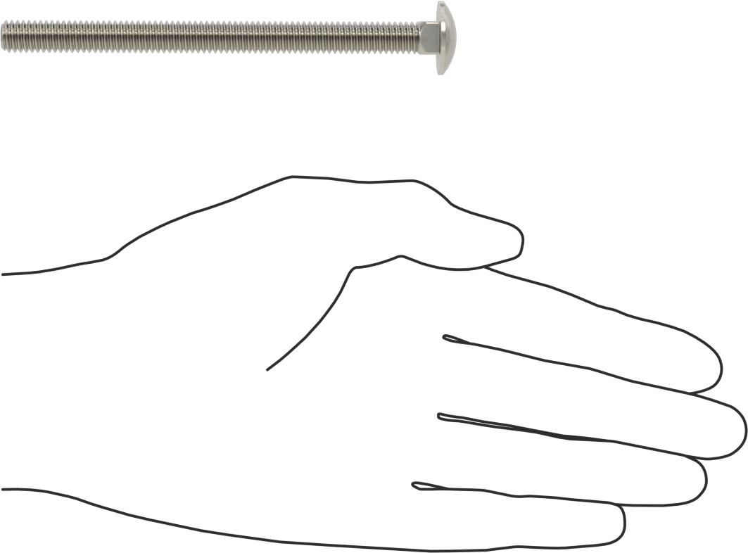 18-8 Paslanmaz Çelik Kare Boyunlu Taşıma Cıvatası, 5/16"-18 Diş Boyutu, 4-1/4" Uzunluk