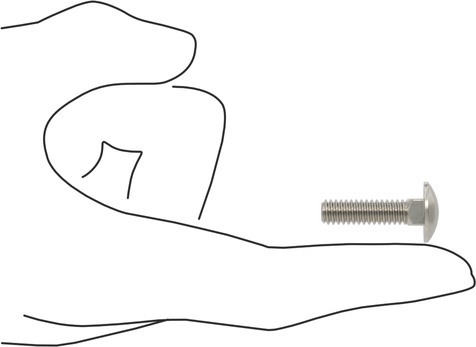 18-8 Paslanmaz Çelik Kare Boyunlu Taşıma Cıvatası, 1/4"-20 Diş Boyutu, 1" Uzunluk