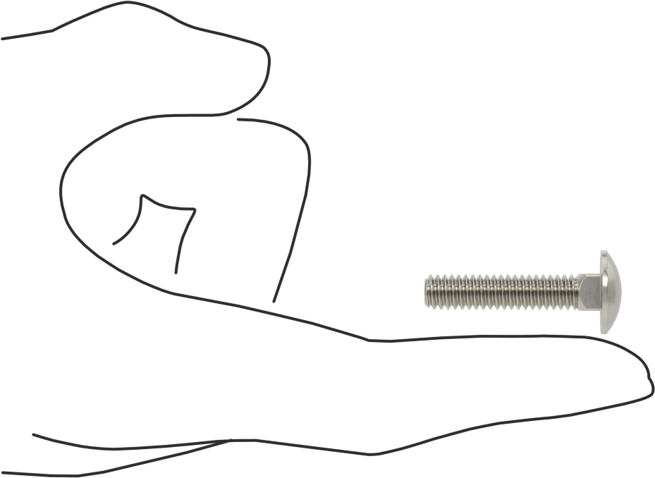18-8 Paslanmaz Çelik Kare Boyunlu Taşıma Cıvatası, 1/4"-20 Diş Boyutu, 1-1/4" Uzunluk