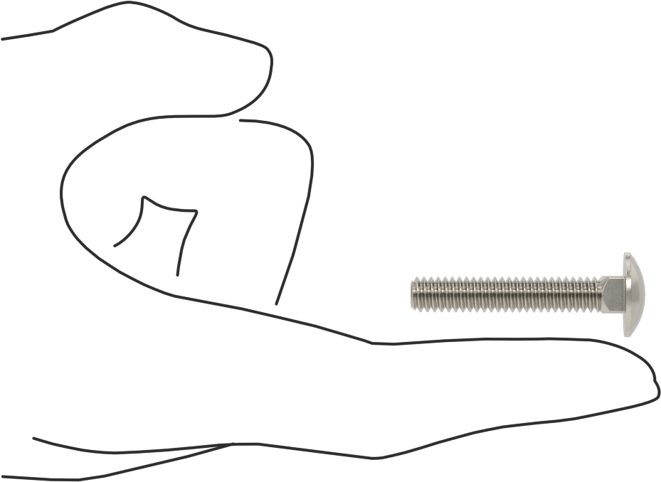 18-8 Paslanmaz Çelik Kare Boyunlu Taşıma Cıvatası, 1/4"-20 Diş Boyutu, 1-1/2" Uzunluk