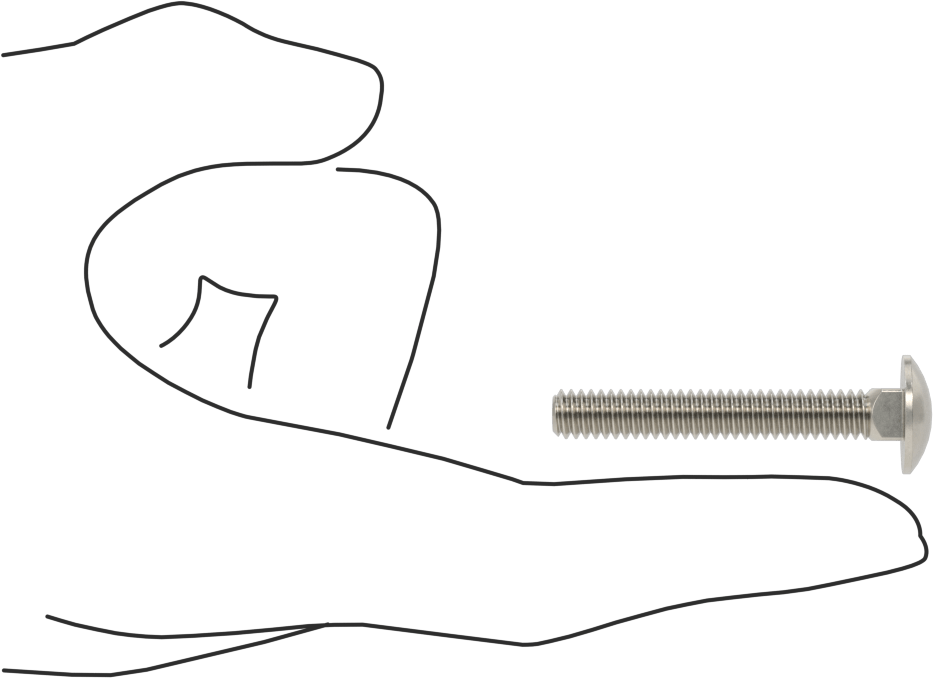 18-8 Paslanmaz Çelik Kare Boyunlu Taşıma Cıvatası, 1/4"-20 Diş Boyutu, 1-3/4" Uzunluk