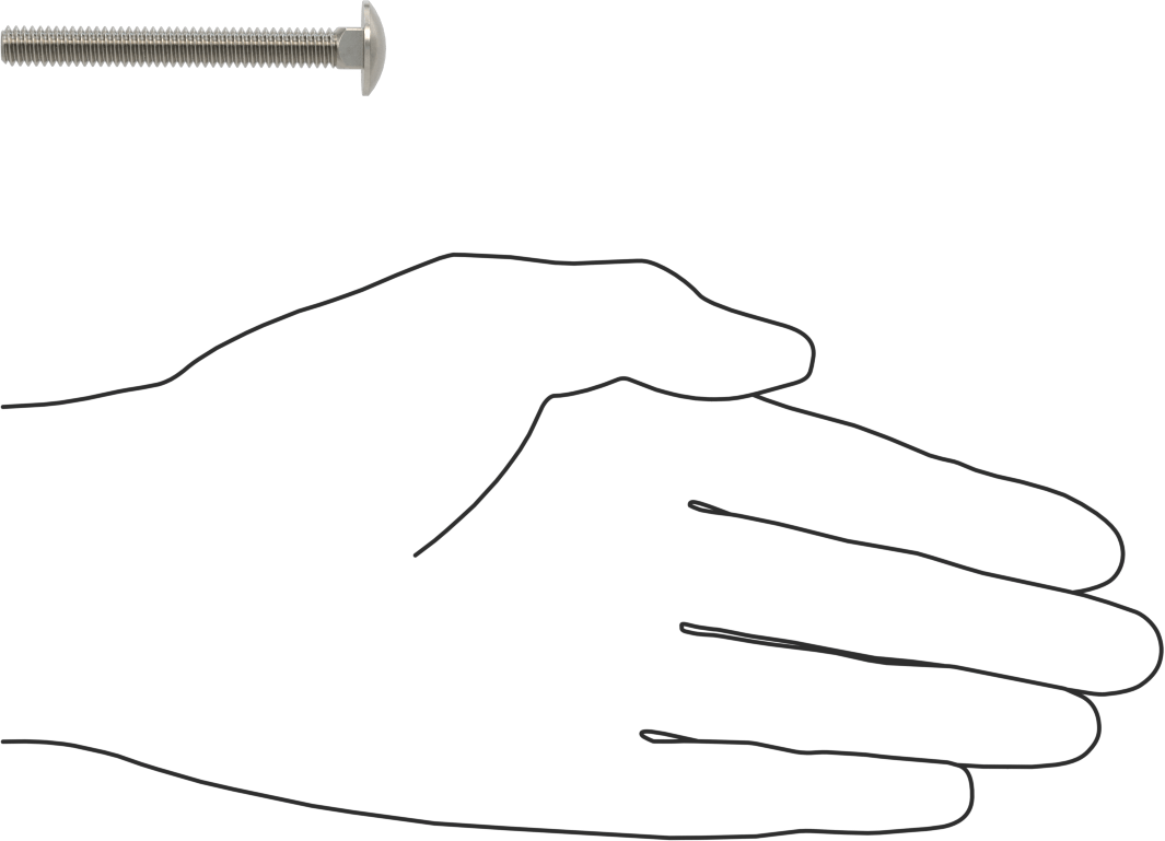 18-8 Paslanmaz Çelik Kare Boyunlu Taşıma Cıvatası, 1/4"-20 Diş Boyutu, 2-1/4" Uzunluk