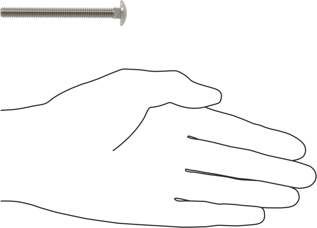 18-8 Paslanmaz Çelik Kare Boyunlu Taşıma Cıvatası, 1/4"-20 Diş Boyutu, 2-3/4" Uzunluk