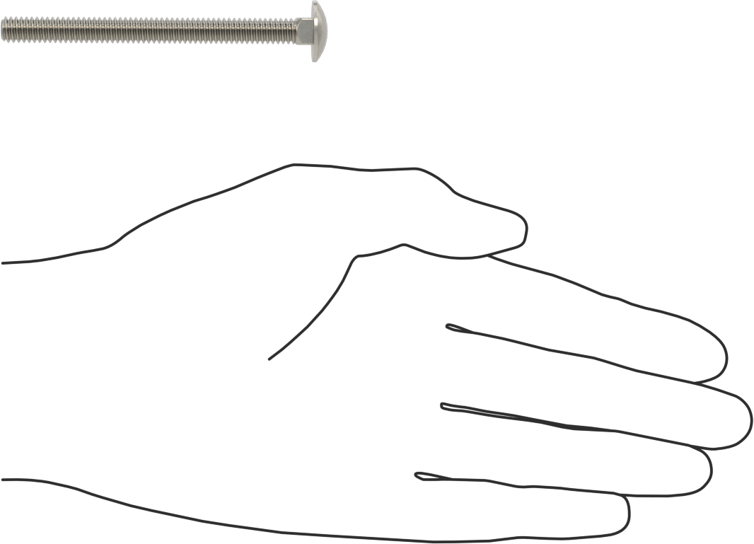 18-8 Paslanmaz Çelik Kare Boyunlu Taşıma Cıvatası, 1/4"-20 Diş Boyutu, 3" Uzunluk