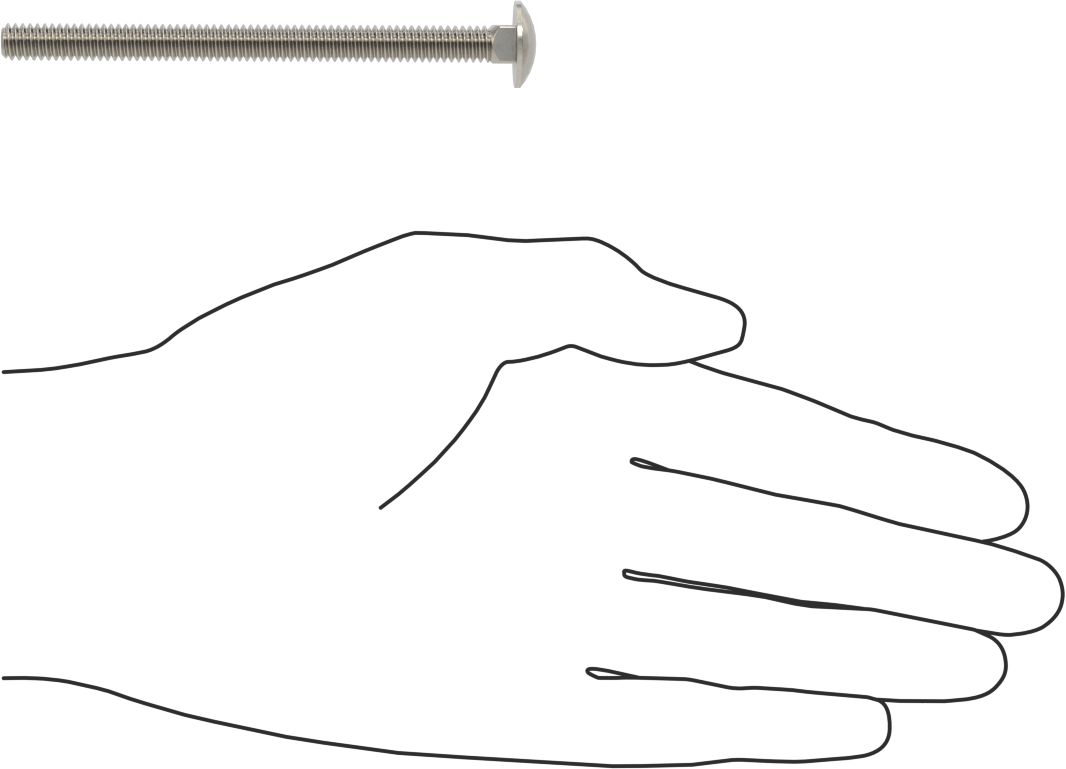 18-8 Paslanmaz Çelik Kare Boyunlu Taşıma Cıvatası, 1/4"-20 Diş Boyutu, 3-1/2" Uzunluk