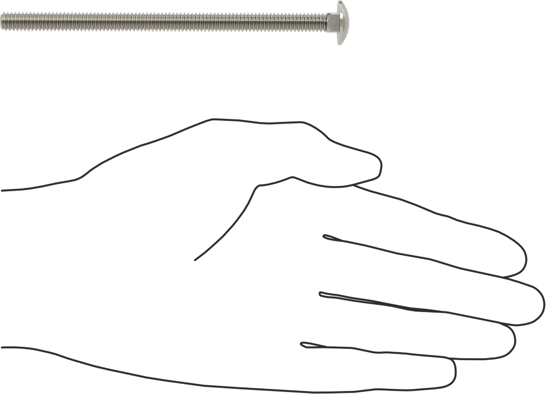 18-8 Paslanmaz Çelik Kare Boyunlu Taşıma Cıvatası, 1/4"-20 Diş Boyutu, 4-1/2" Uzunluk