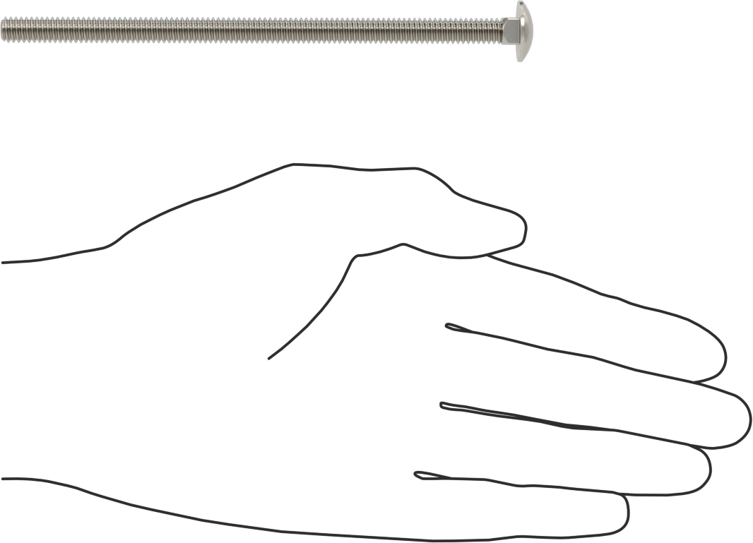 18-8 Paslanmaz Çelik Kare Boyunlu Taşıma Cıvatası, 1/4"-20 Diş Boyutu, 5 inç Uzunluk