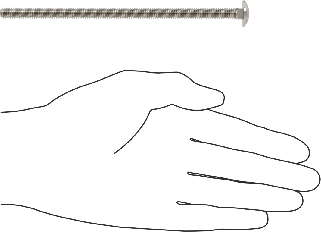 18-8 Paslanmaz Çelik Kare Boyunlu Taşıma Cıvatası, 1/4"-20 Diş Boyutu, 5-1/2" Uzunluk