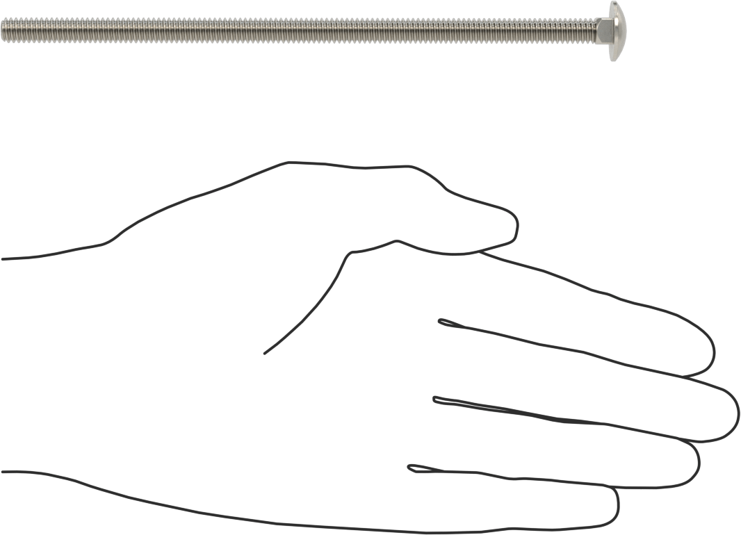 18-8 Paslanmaz Çelik Kare Boyunlu Taşıma Cıvatası, 1/4"-20 Diş Boyutu, 6 inç Uzunluk
