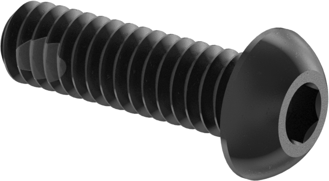 Diş Kilitli Düğme Başlı Altıgen Tahrikli Vidalar, Alaşımlı Çelik, 1/4"-20 Diş, 7/8" Uzunluk
