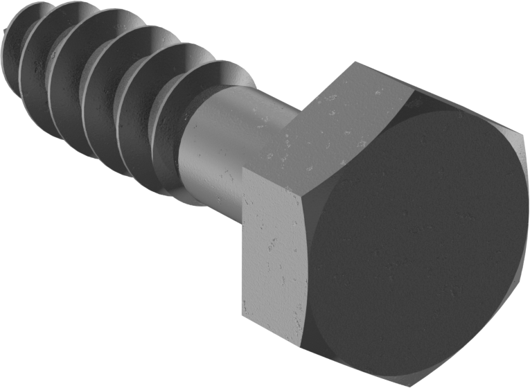 Siyah Çinko Kaplamalı Çelik Altıgen Başlı Ahşap Vidaları, 1/4" Vida Boyutu, 1" Uzunluk