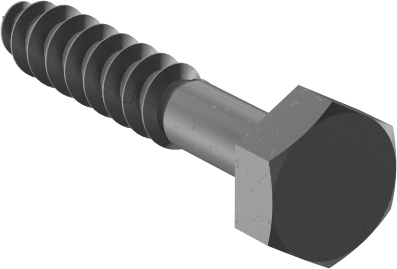 Siyah Çinko Kaplamalı Çelik Altıgen Başlı Ahşap Vidaları, 1/4" Vida Boyutu, 1-1/2" Uzunluk