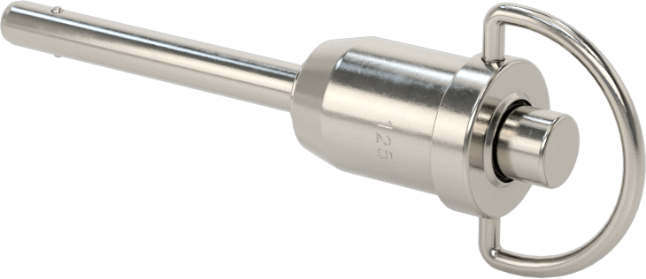 D-Halkalı Düğme Tutamaklı Kilitli Hızlı Açma Pimi, Yüksek Mukavemetli 17-4 PH Paslanmaz Çelik, 3/16" Çap, 1-1/4" Kullanılabilir Uzunluk
