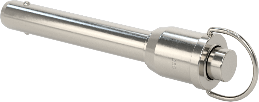 D-Halkalı Düğme Tutamaklı Kilitli Hızlı Açma Pimi, Yüksek Mukavemetli 17-4 PH Paslanmaz Çelik, 1/2" Çap, 2-1/2" Kullanılabilir Uzunluk