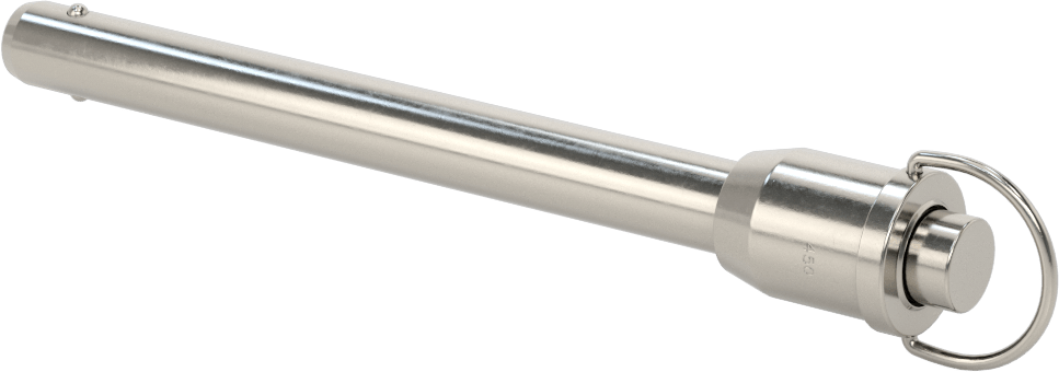 D-Halkalı Düğme Tutamaklı Kilitli Hızlı Açma Pimi, Yüksek Mukavemetli 17-4 PH Paslanmaz Çelik, 1/2" Çap, 4-1/2" Kullanılabilir Uzunluk