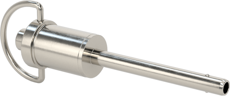D-Halkalı Düğme Tutamaklı Kilitli Hızlı Açma Pimi, Topuz Tutamak, 17-4 PH Paslanmaz Çelik, 3/16" Çap, 1-1/2" Kullanılabilir Uzunluk