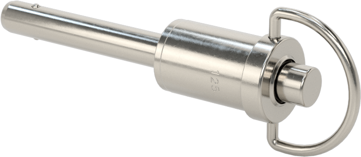 D-Halkalı Düğme Tutamaklı Kilitli Hızlı Açma Pimi, Topuz Tutamak, 17-4 PH Paslanmaz Çelik, 1/4" Çap, 1-1/4" Kullanılabilir Uzunluk