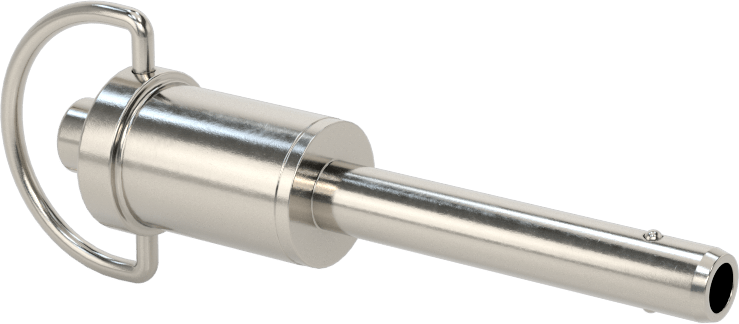 D-Halkalı Düğme Tutamaklı Kilitli Hızlı Açma Pimi, Topuz Tutamak, 17-4 PH Paslanmaz Çelik, 1/4" Çap, 1-1/4" Kullanılabilir Uzunluk