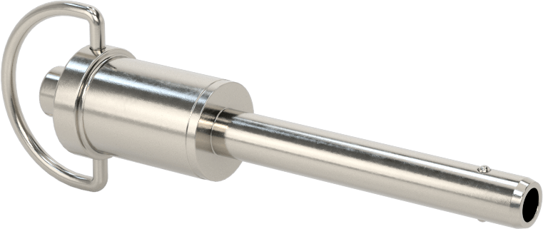 D-Halkalı Düğme Tutamaklı Kilitli Hızlı Açma Pimi, Topuz Tutamak, 17-4 PH Paslanmaz Çelik, 1/4" Çap, 1-1/2" Kullanılabilir Uzunluk