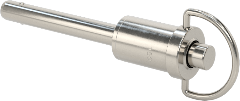 D-Halkalı Düğme Tutamaklı Kilitli Hızlı Açma Pimi, Topuz Tutamak, 17-4 PH Paslanmaz Çelik, 1/4" Çap, 1-1/2" Kullanılabilir Uzunluk