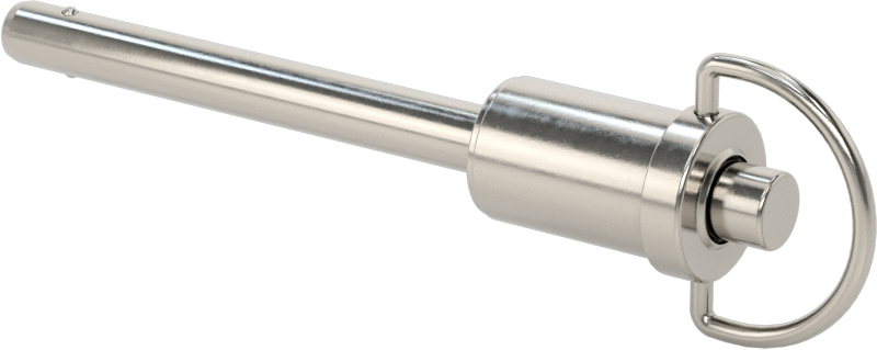 D-Halkalı Düğme Tutamaklı Kilitli Hızlı Açma Pimi, Topuz Tutamak, 17-4 PH Paslanmaz Çelik, 1/4" Çap, 2" Kullanılabilir Uzunluk