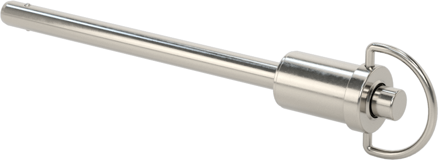 D-Halkalı Düğme Tutamaklı Kilitli Hızlı Açma Pimi, Topuz Tutamak, 17-4 PH Paslanmaz Çelik, 1/4" Çap, 3" Kullanılabilir Uzunluk