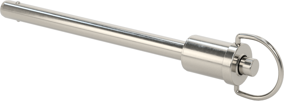 D-Halkalı Düğme Tutamaklı Kilitli Hızlı Açma Pimi, Topuz Tutamak, 17-4 PH Paslanmaz Çelik, 5/16" Çap, 3-1/2" Kullanılabilir Uzunluk