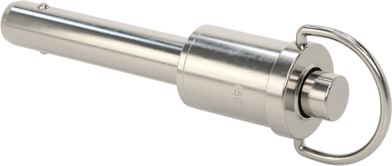D-Halkalı Düğme Tutamaklı Kilitli Hızlı Açma Pimi, Topuz Tutamak, 17-4 PH Paslanmaz Çelik, 3/8" Çap, 1-1/2" Kullanılabilir Uzunluk