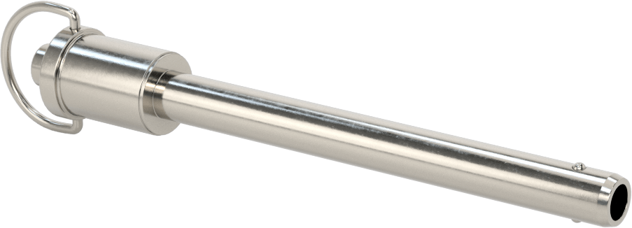 D-Halkalı Düğme Tutamaklı Kilitli Hızlı Açma Pimi, Topuz Tutamak, 17-4 PH Paslanmaz Çelik, 3/8" Çap, 3-1/2" Kullanılabilir Uzunluk