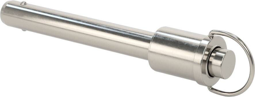 D-Halkalı Düğme Tutamaklı Kilitli Hızlı Açma Pimi, Topuz Tutamak, 17-4 PH Paslanmaz Çelik, 1/2" Çap, 3" Kullanılabilir Uzunluk