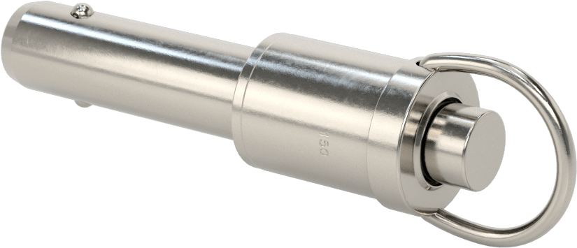 D-Halkalı Düğme Tutamaklı Kilitli Hızlı Açma Pimi, Topuz Tutamak, 17-4 PH Paslanmaz Çelik, 5/8" Çap, 1-1/2" Kullanılabilir Uzunluk