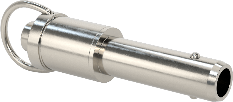 D-Halkalı Düğme Tutamaklı Kilitli Hızlı Açma Pimi, Topuz Tutamak, 17-4 PH Paslanmaz Çelik, 5/8" Çap, 1-1/2" Kullanılabilir Uzunluk