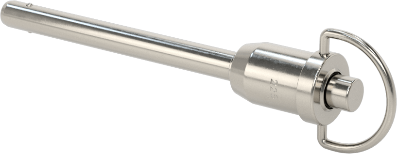 D-Halkalı Düğme Tutamaklı Kilitli Hızlı Açma Pimi, Yüksek Mukavemetli 17-4 PH Paslanmaz Çelik, 1/4" Çap, 2-1/4" Kullanılabilir Uzunluk
