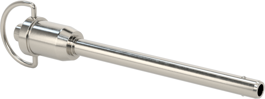 D-Halkalı Düğme Tutamaklı Kilitli Hızlı Açma Pimi, Yüksek Mukavemetli 17-4 PH Paslanmaz Çelik, 1/4" Çap, 2-3/4" Kullanılabilir Uzunluk